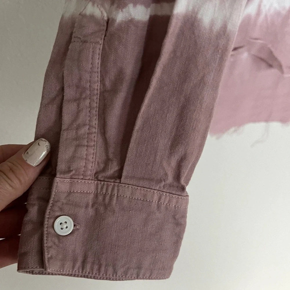 Rails Ingrid Raw Shirt Mauve White Waves Casual Women’s Small - Picture 8 of 13